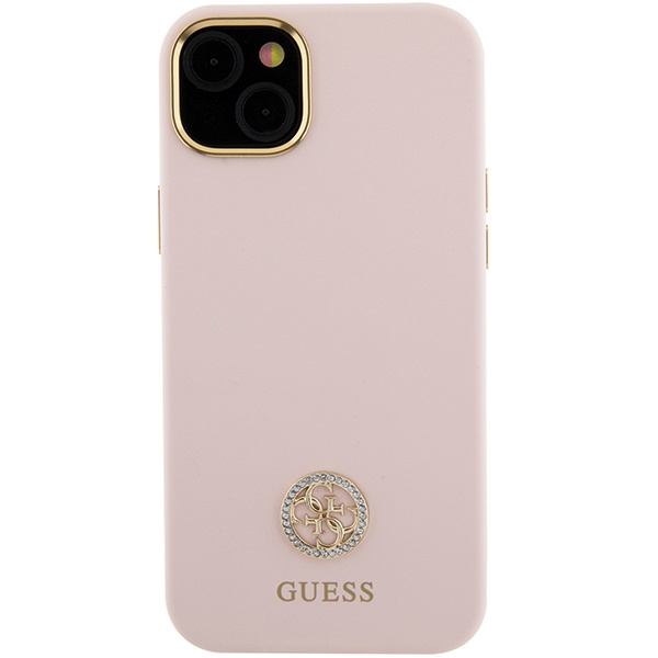 Etui Guess GUHCP15SM4DGPP iPhone 15 6.1" jasnoróżowy/pink hardcase Silicone Logo Strass 4G Case