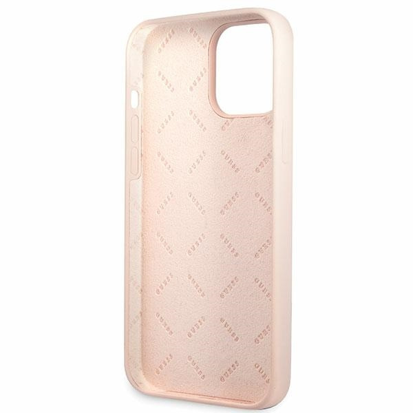 Etui Guess Guhcp13xlslmglp iPhone 13 Pro Max 6.7" Jasnoróżowy/light Pink Hardcase Silicone Script Gold Logo Case