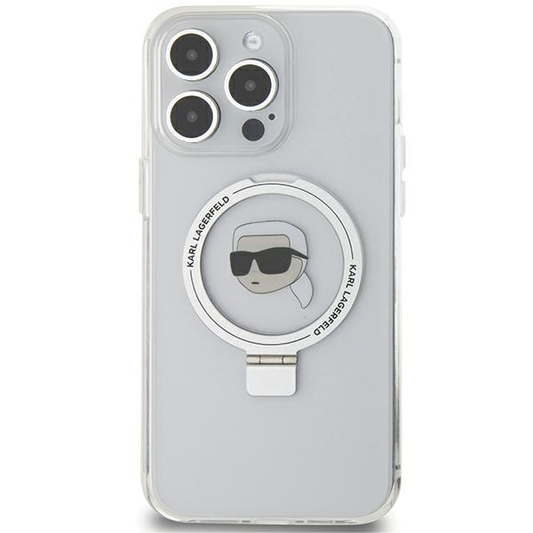 Etui Karl Lagerfeld KLHMP15LHMRSKHH iPhone 15 Pro 6.1" biały/white hardcase Ring Stand Karl Head MagSafe Case