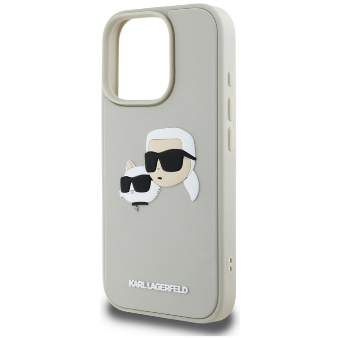 Etui Karl Lagerfeld HC 3D Rubber Double   Heads do iPhone 16 Pro Max beżowy