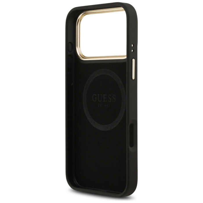 Etui Guess 4G Logo Plate MagSafe do      iPhone 17 Pro Max czarny