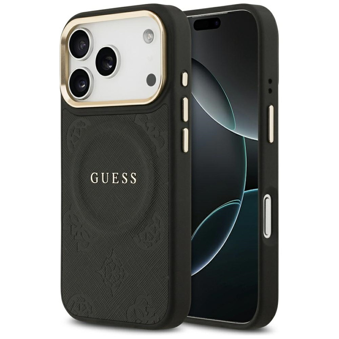 Etui Guess Peony Hot Stamp MagSafe do    iPhone 17 Pro czarny