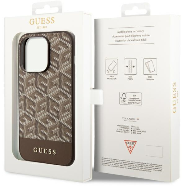 Etui Guess GUHMP14LHGCFSEW iPhone 14 Pro 6.1" brązowy/brown hard case GCube Stripes MagSafe Case