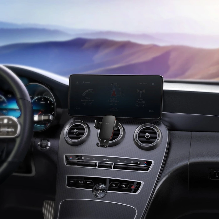 [PO ZWROCIE] Baseus Metal AgeⅡ uchwyt grawitacyjny do okrągłej kratki nawiewu samochodowego czarny (SUJS030001)