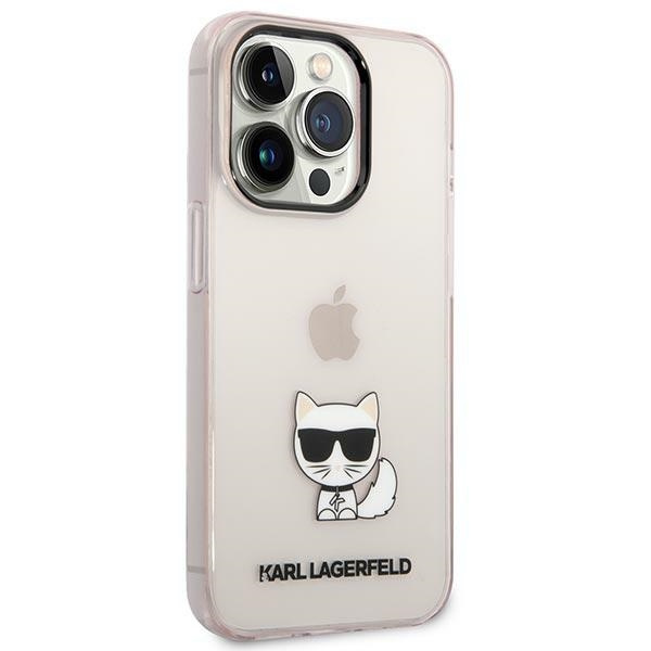 Etui KARL LAGERFELD Apple iPhone 14 Pro Max Transparent Choupette Body Różowy Hardcase