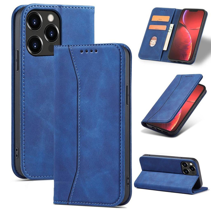 Magnet Fancy Case etui iPhone 14 Pro pokrowiec z klapką portfel podstawka niebieskie