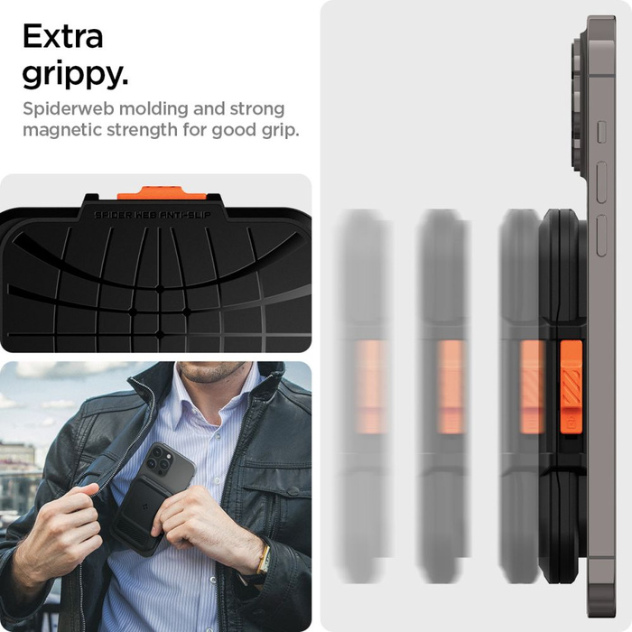 PORTFEL MAGSAFE SPIGEN LOCK FIT UNIWERSALNY CARD HOLDER CZARNY