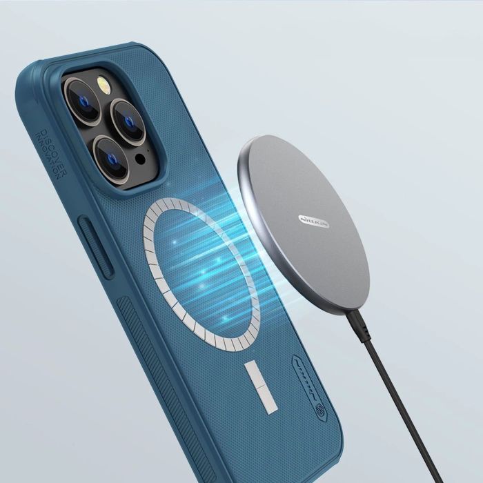 Etui Nillkin Super Frosted Shield Pro Magnetic Case etui iPhone 14 Pro Max z MagSafe magnetyczne niebieski