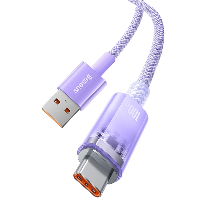 Kabel szybkiego ładowania Baseus USB do USB-C 6A,1m (Fioletowy)