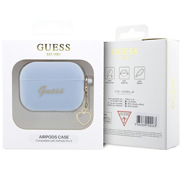 Etui Guess GUAP2LSCHSB AirPods Pro 2 cover niebieski/blue Silicone Charm Heart Collection Case