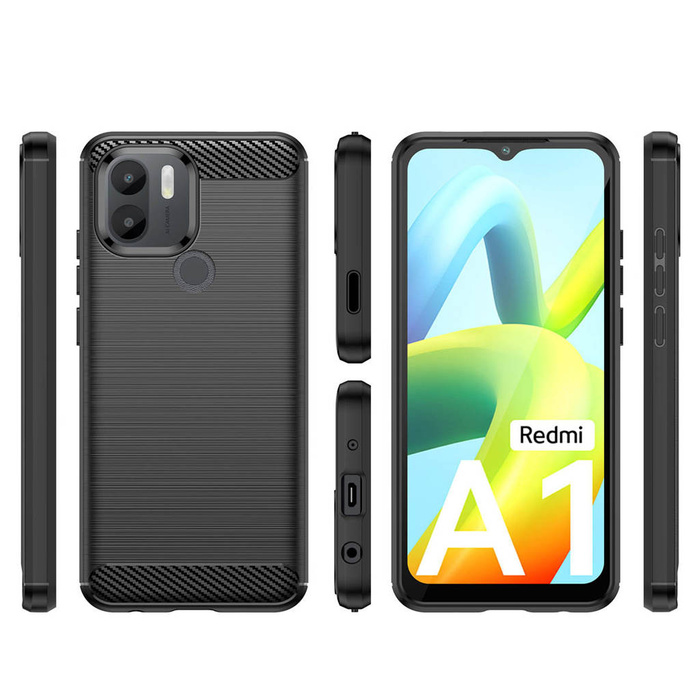 Etui Carbon Case etui do Xiaomi Redmi A1+ elastyczny silikonowy karbonowy pokrowiec czarne Case