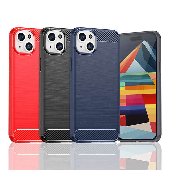 Etui Elastyczne etui wzór karbon do iPhone 15 Plus Carbon Case - czarne Case