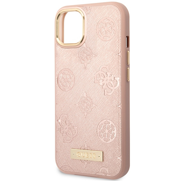 Etui Guess GUHMP14SSAPSTP iPhone 14 6,1" różowy/pink hardcase Peony Logo Plate MagSafe Case