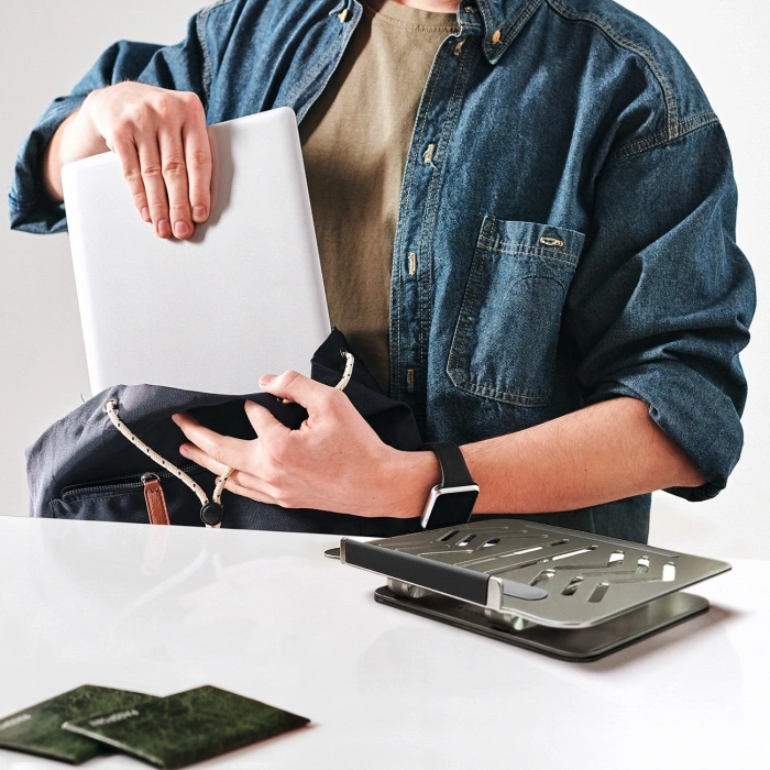 Podstawka pod laptopa Wozinsky WRS-CPY84SS aluminiowa + Gratis! podstawka do smartfona - srebrna