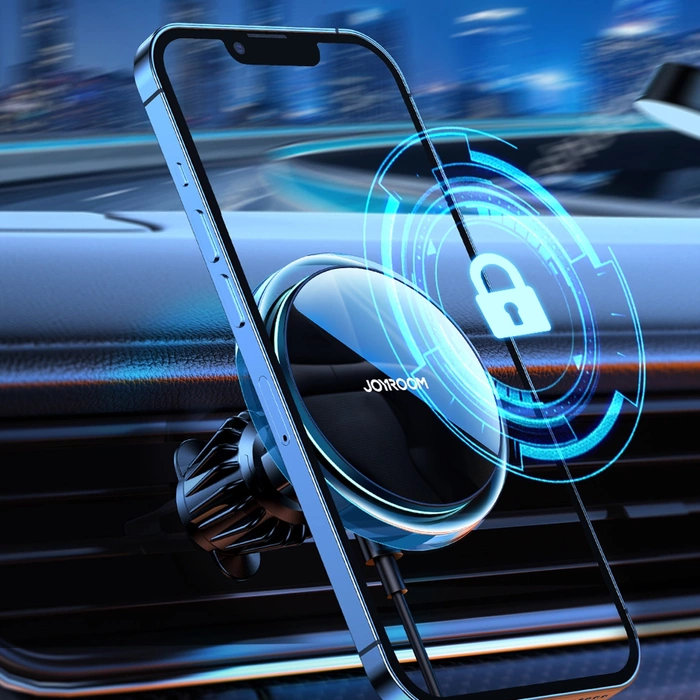 Joyroom samochodowy uchwyt magnetyczny bezprzewodowa indukcyjna ładowarka Qi 15W (kompatybilna z MagSafe do iPhone) na kratkę nawiewu srebrny (JR-ZS291)