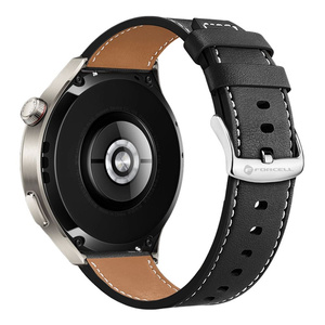Pasek do Samsung Galaxy Watch Forcell F-Design FS21 dziurki skóra ekologiczna 20 mm czarny