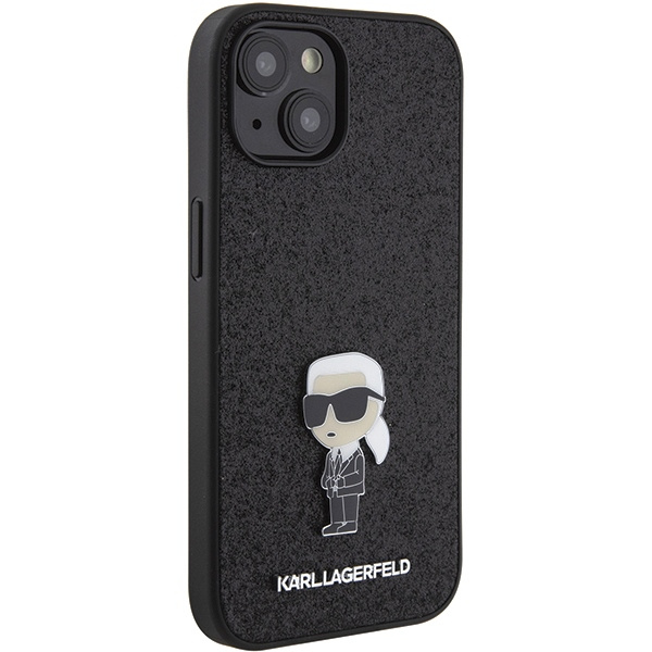 Etui Karl Lagerfeld KLHCP15SGKNPSK iPhone 15 6.1" czarny/black hardcase Fixed Glitter Ikonik Logo Metal Pin