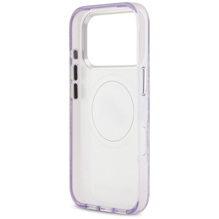 Etui Karl Lagerfeld IML Glitter Karl &   Choupette Heads Logo MagSafe do iPhone 17 Pro Max fioletowy