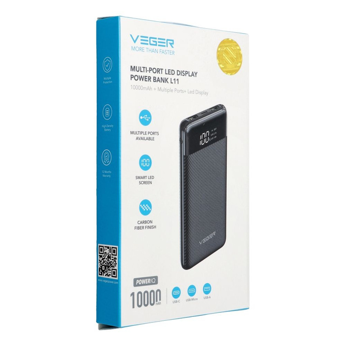 VEGER powerbank 10000 mAh L11 (W1087) czarny