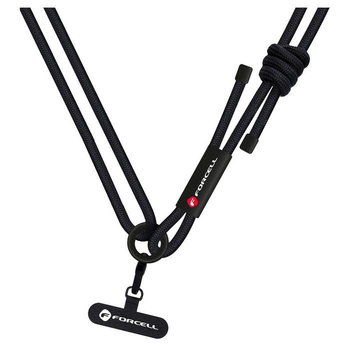 Smycz do telefonu crossbody z regulacją długości Forcell F-Design S10X165 (max 82,5cm w pętli) czarna