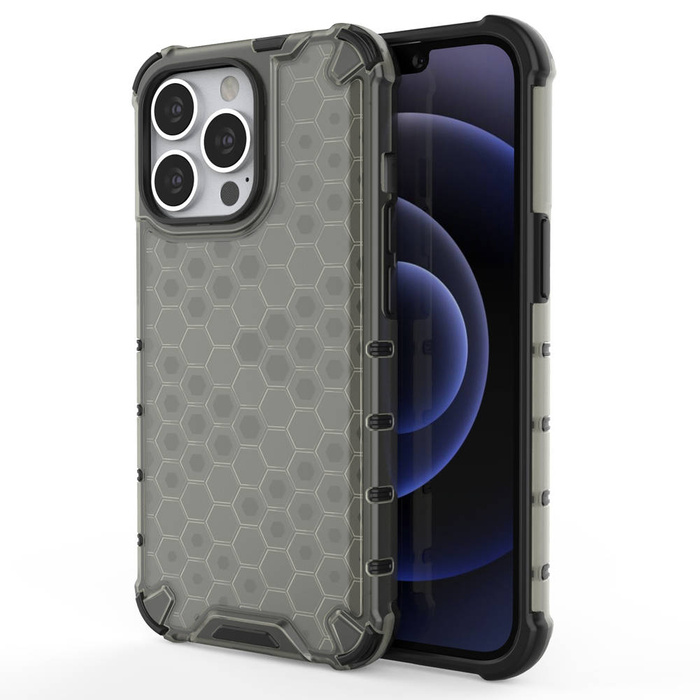 Honeycomb etui pancerny pokrowiec z żelową ramką iPhone 13 Pro czarny