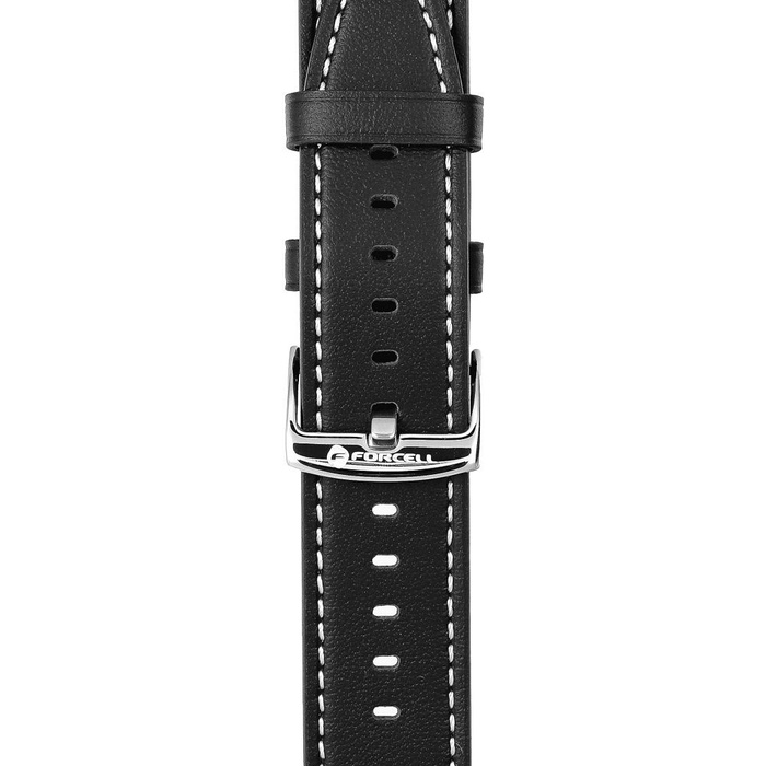 Pasek do Samsung Galaxy Watch Forcell F-Design FS21 dziurki skóra ekologiczna 20 mm czarny