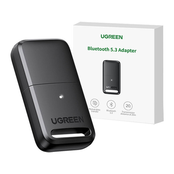 Adapter i odbiornik USB Bluetooth 5.3 Ugreen CM591 LED zasięg 20m (czarny)