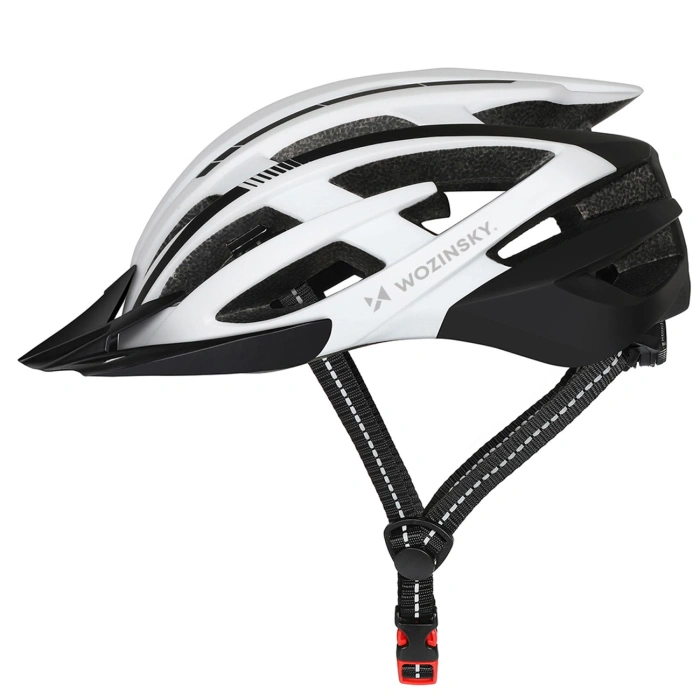 Kask rowerowy MTB Wozinsky z tylną lampką USB L - czarno-biały