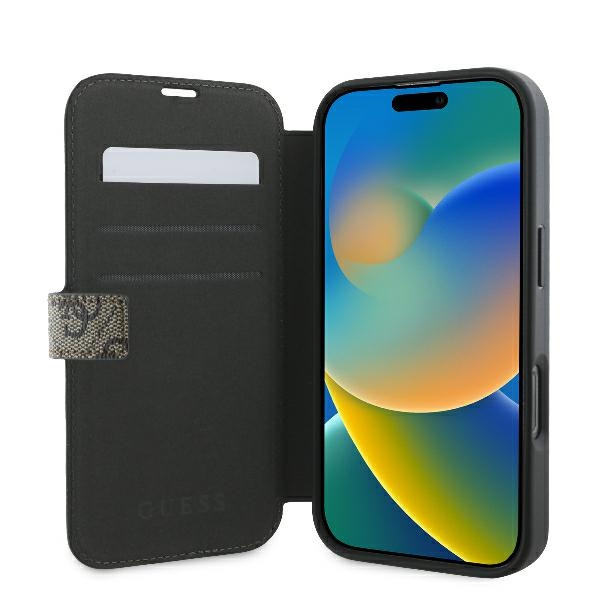 Etui Guess iPhone 16 Pro 6.3" brązowy/brown book 4G Metal Logo