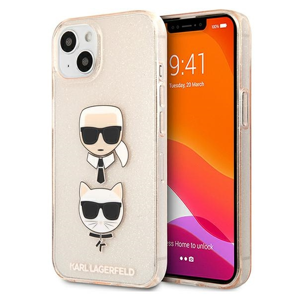 Etui KARL LAGERFELD Apple iPhone 13 Mini Glitter Karl`s & Choupette Złoty Hardcase