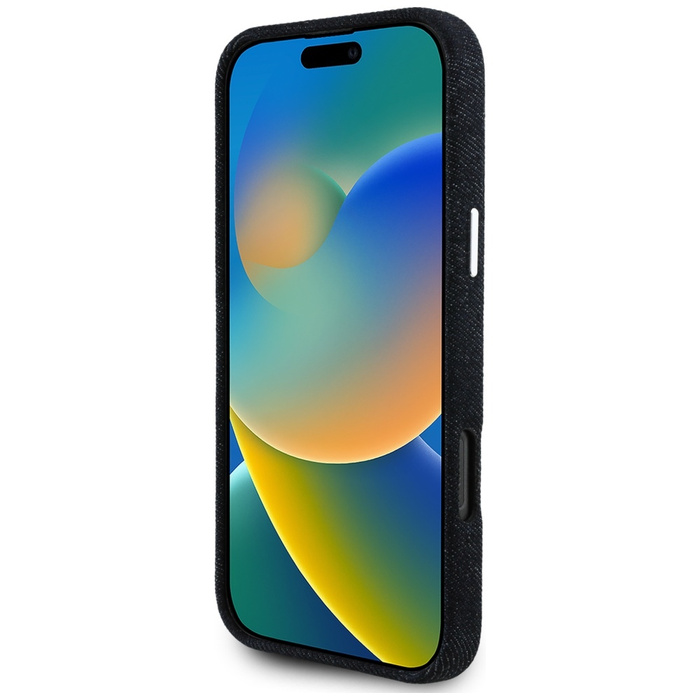 Etui Guess Denim Triangle Logo MagSafe   do iPhone 16 Pro czarny