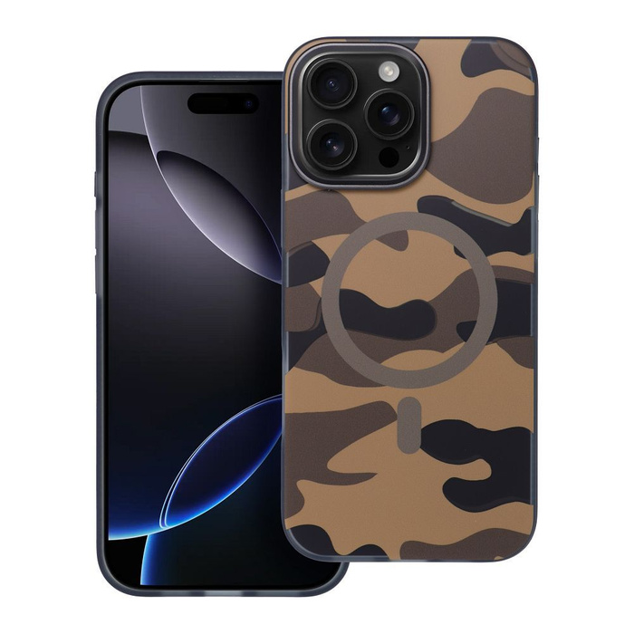 Etui na iPhone 16 PRO MAX Forcell F-Protect Levels Dual Layer 4D technology zgodny z MagSafe Military Drop-Test desert camo