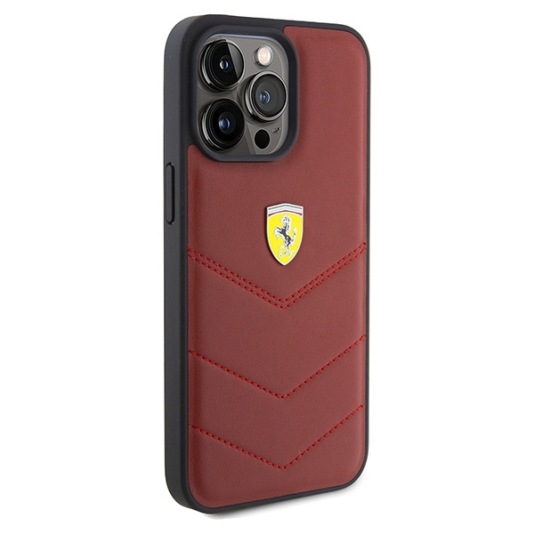 Etui Ferrari FEHCP15XRDUR iPhone 15 Pro Max 6.7" czerwony/red hardcase Leather Stitched Lines Case