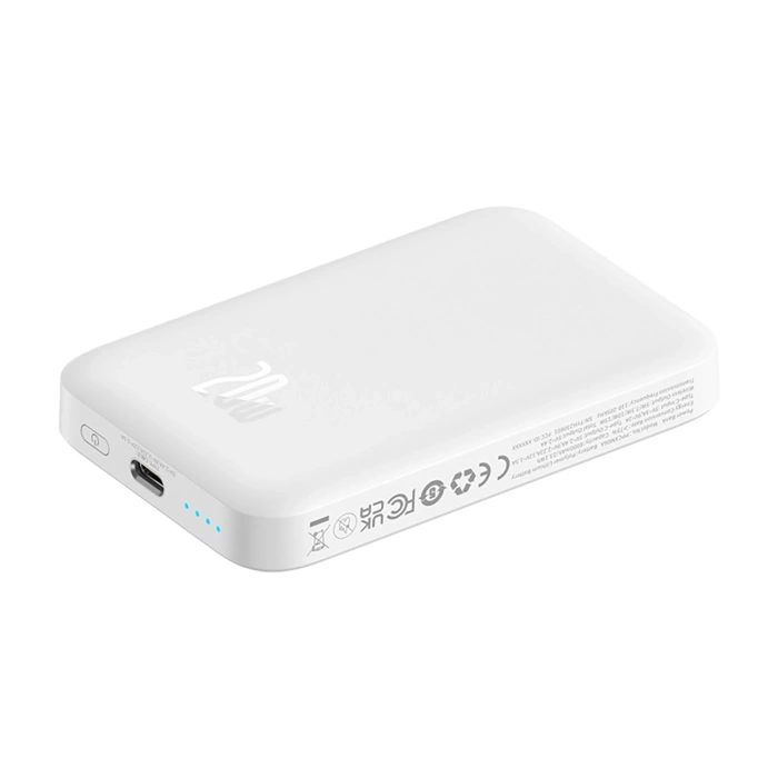 Powerbank Baseus Magnetic Mini Air PPCXM06A 6000mAh 20W z kablem Simple Series USB-C - biały