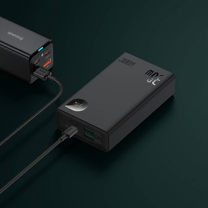Baseus Adaman2 powerbank z wyświetlaczem cyfrowym 20000mAh 30W 2 x USB / 1x USB Typ C Power Delivery Quick Charge SCP, Oppo Super VOOC czarny (PPAD050101)