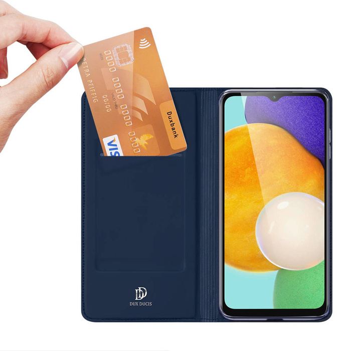 Dux Ducis Skin Pro etui Samsung Galaxy A14 5G pokrowiec z klapką portfel na kartę podstawka niebieskie
