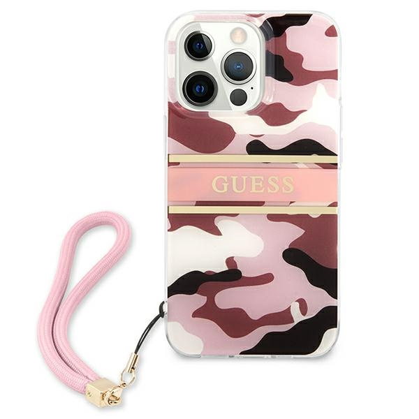 Etui GUESS Apple iPhone 13 Pro Max Camo Strap Collection Różowy Hardcase