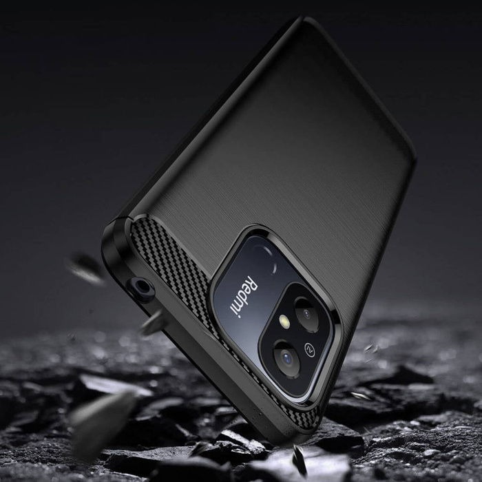 Etui Carbon Case etui do Xiaomi Redmi 11A / Poco C55 / Redmi 12C elastyczny silikonowy karbonowy pokrowiec czarne Case