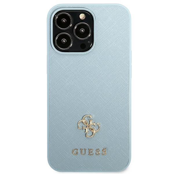 Etui GUESS Apple iPhone 13 13 Pro Saffiano 4G Small Metal Logo Niebieski Hardcase