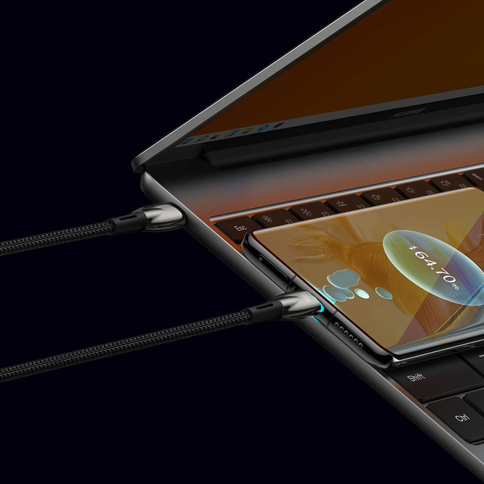 Baseus Glimmer Series kabel z szybkim ładowaniem USB-C 480Mb/s PD 100W 2m czarny