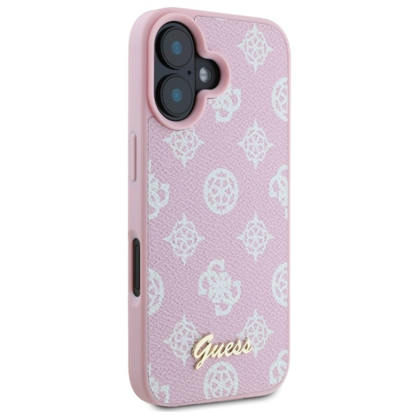 Etui Guess iPhone 16 różowy/pink HC MagSafe PU Peony Script