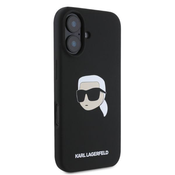 Etui Karl Lagerfeld iPhone 16 czarny/black HC MagSafe Sil KL Head Print