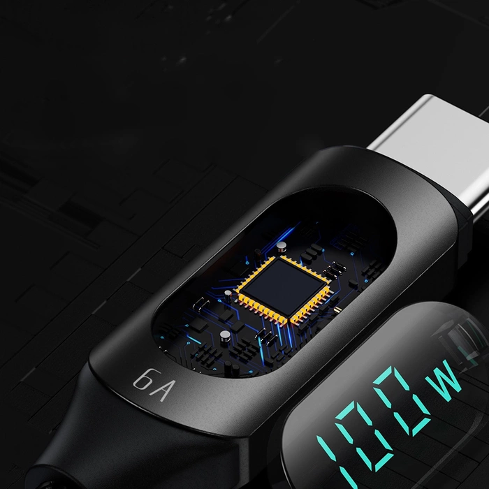 [PO ZWROCIE] Kabel USB C - USB C Wozinsky WUCCC1 z wyświetlaczem PD 100W 1m - czarny