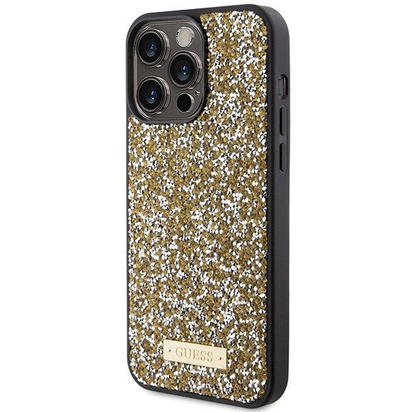 Etui Guess GUHCP15LPFGSBSD iPhone 15 Pro 6.1" żółty/yellow hardcase Rhinestone Metal Logo Case