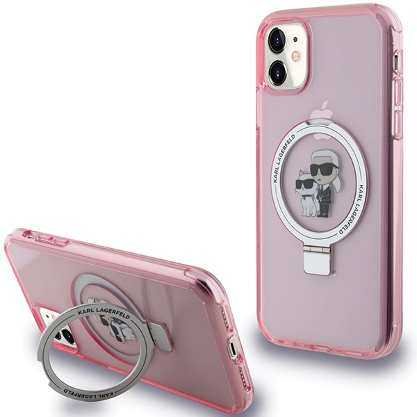Etui Karl Lagerfeld KLHMN61HMRSKCP iPhone 11 / Xr 6.1" różowy/pink hardcase Ring Stand Karl&Choupettte MagSafe Case