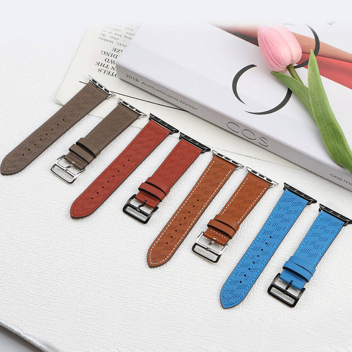 Pasek Strap Leather skórzany pasek Apple Watch Ultra, SE, 8, 7, 6, 5, 4, 3, 2, 1 (49, 45, 44, 42  mm) opaska bransoleta ciemnobrązowy