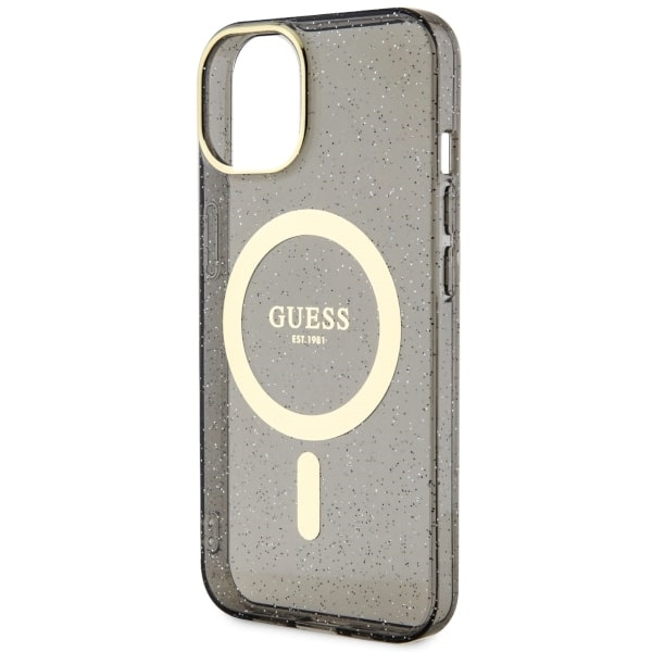Etui Guess GUHMP14MHCMCGK iPhone 14 Plus 6.7" czarny/black hardcase Glitter Gold MagSafe Case