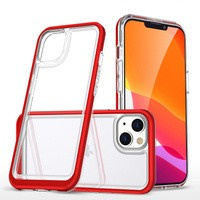 Etui Clear 3in1 Etui iPhone 14 Silikonowy Pokrowiec Z Ramką Czerwone Case