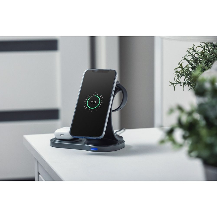 FORCELL F-ENERGY Sail Mag ładowarka indukcyjna 3w1 kompatybilna z MagSafe Qi 15W czarna