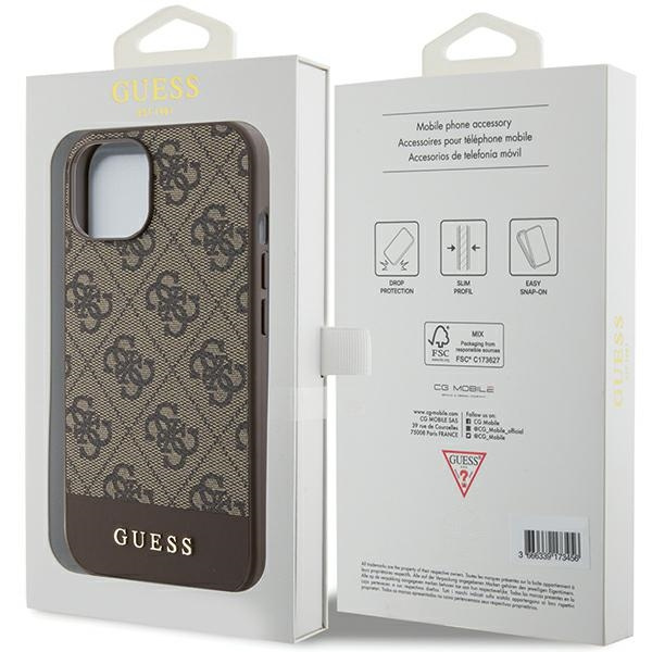 Etui Guess GUHCP15SG4GLBR iPhone 15 / 14 / 13 6.1" brązowy/brown hardcase 4G Stripe Collection Case